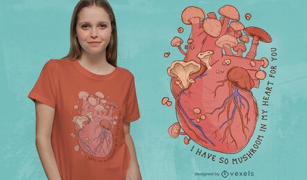 T-Shirt mit Herz-Pilz-Zitat-Design