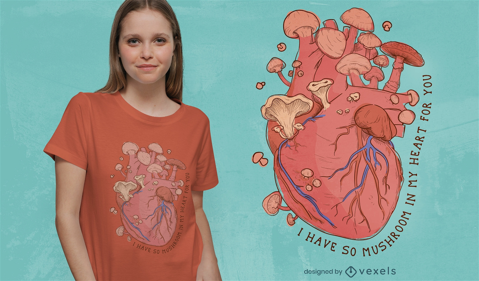 Heart mushroom quote t-shirt design