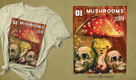 Diseño de camiseta de la revista Mushrooms.