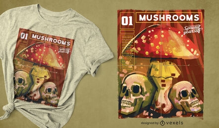 Mushrooms magazine t-shirt design 