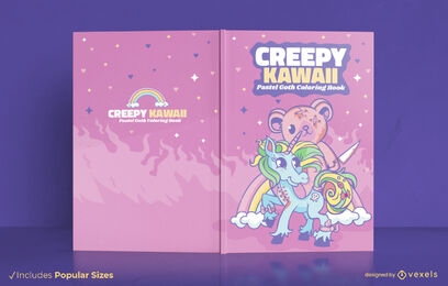 Diseño de portada de libro de oso de peluche zombie y unicornio