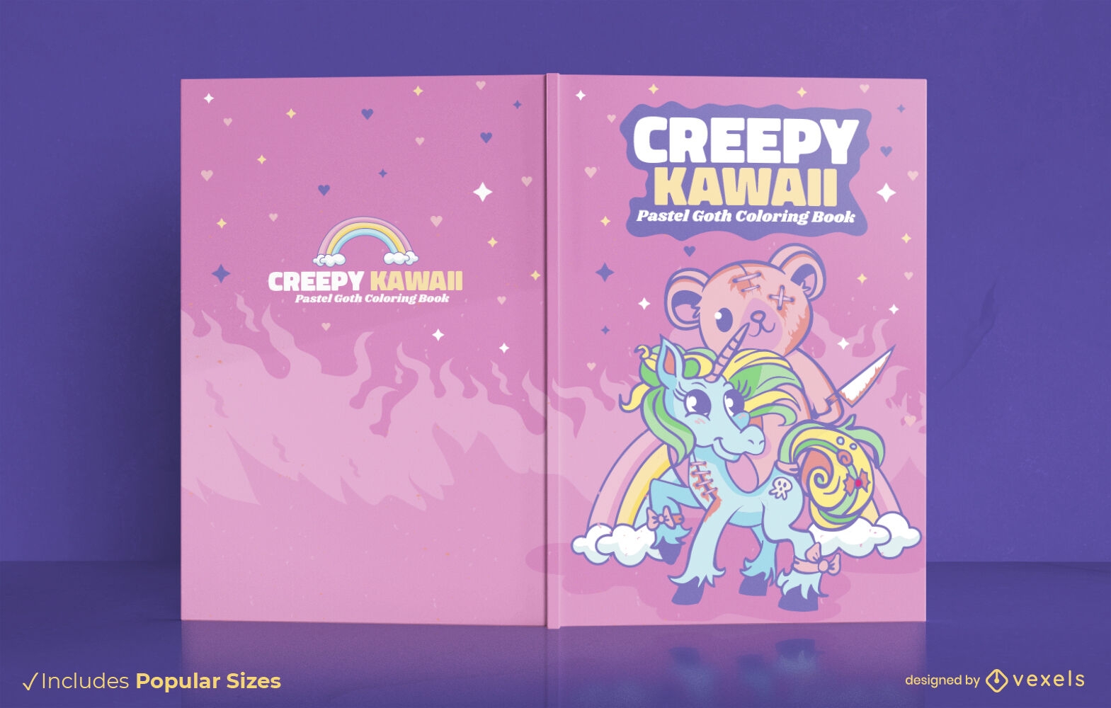 Zombie teddy bear and unicorn book cover design