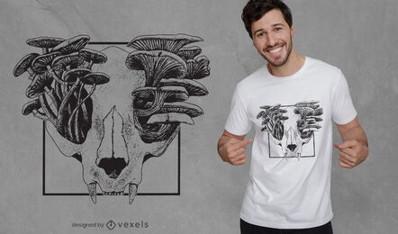 Skull with mushrooms t-shirt deisgn