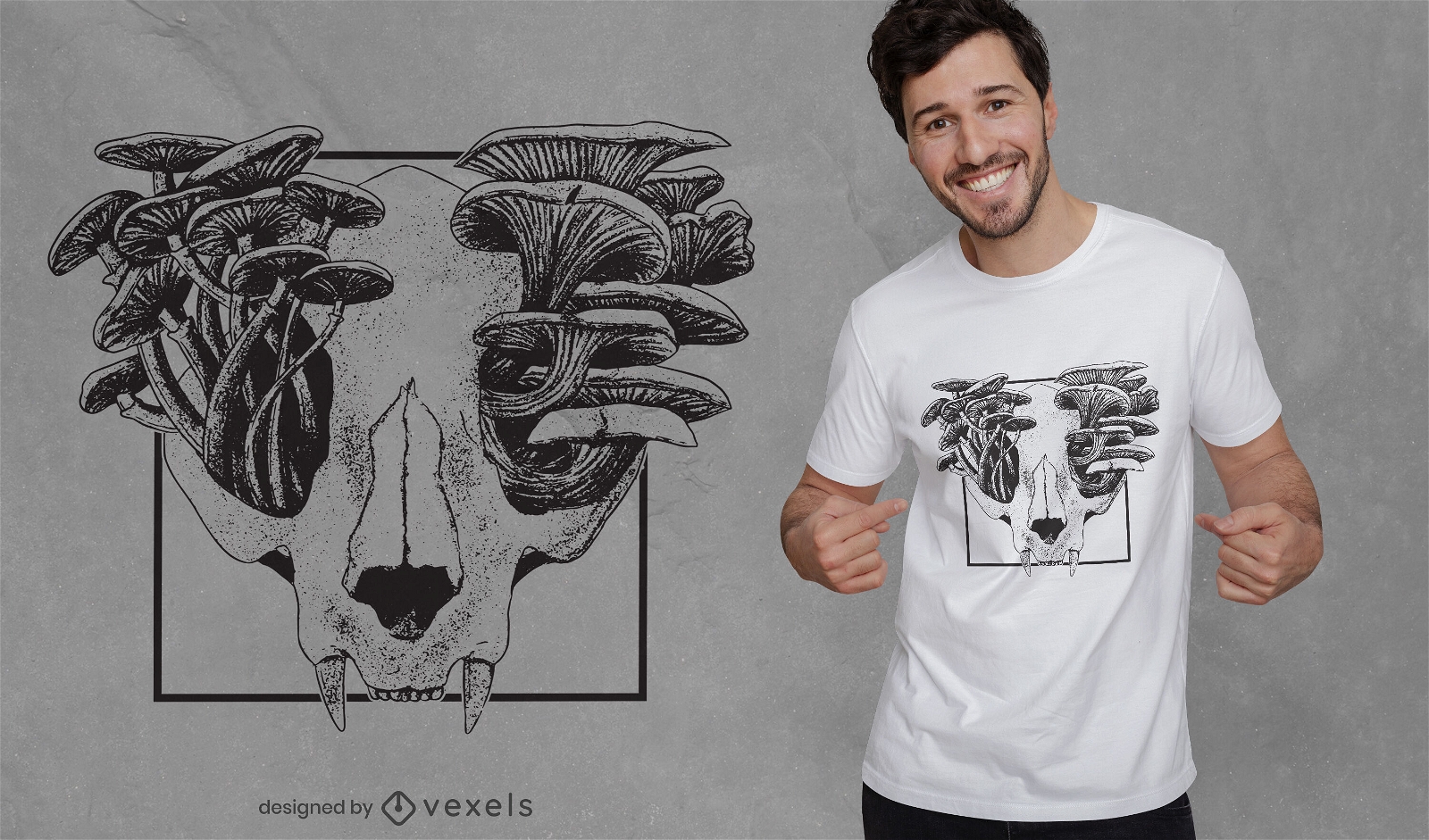 Totenkopf mit Pilzen T-Shirt Design