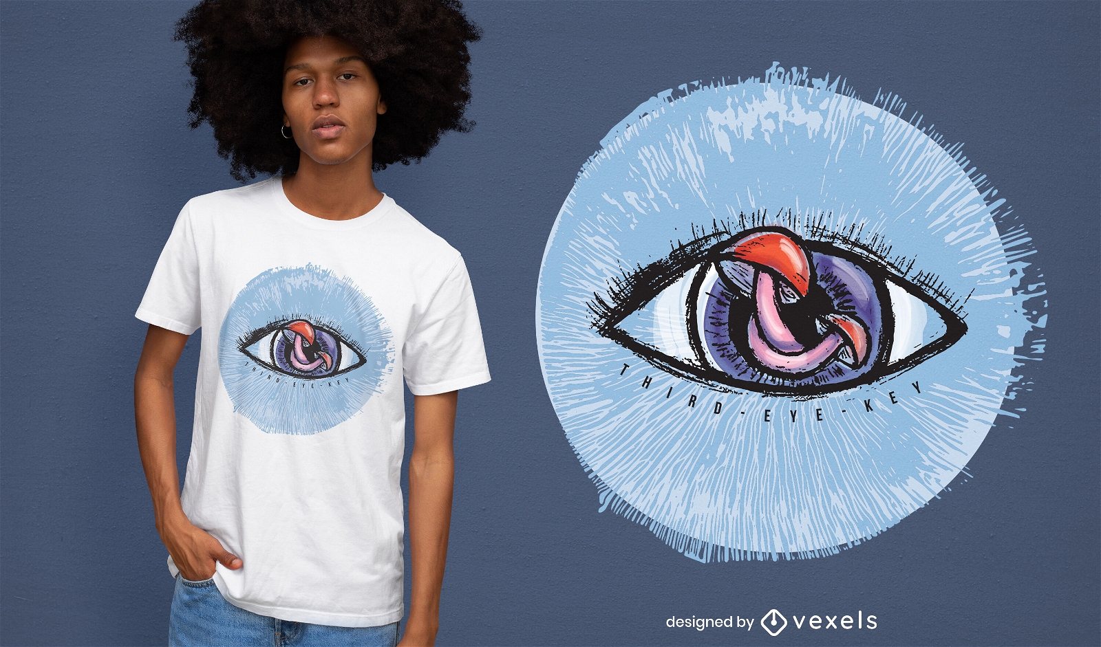 Design de t-shirt do terceiro olho em forma de cogumelo a l?pis