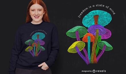 Psychedelic mushrooms neon t-shirt psd