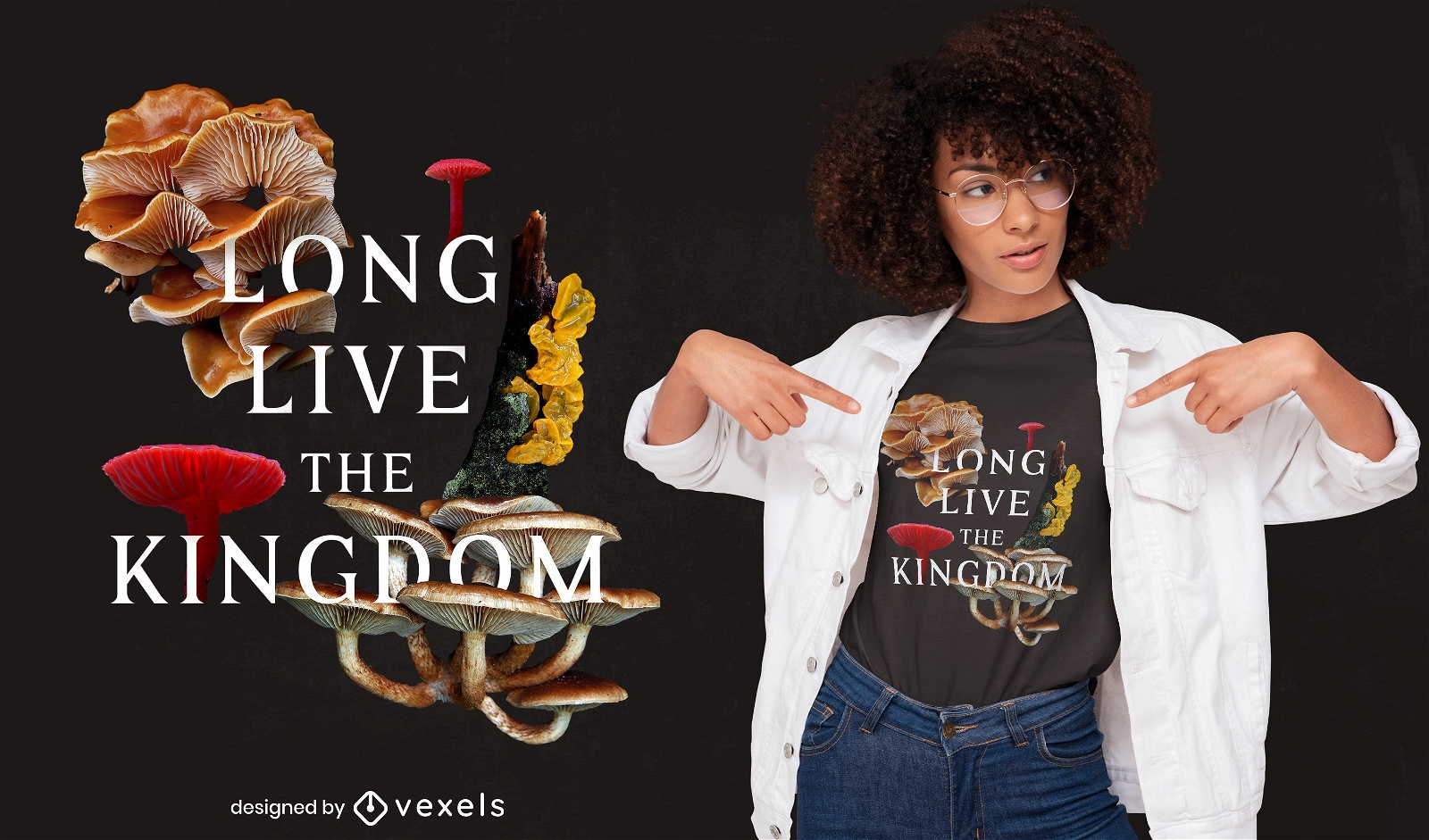 Camiseta de collage de hongos del reino de los hongos psd