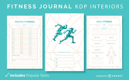 Fitness journal book geometric interior design