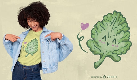 Kawaii kale leaf vegetarian t-shirt design
