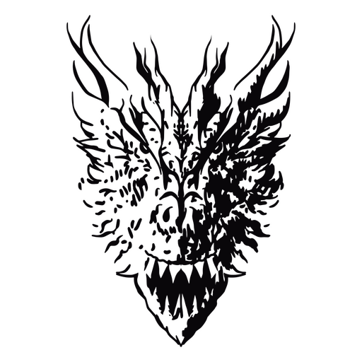 Cabeça de dragão de alto contraste assustador Desenho PNG