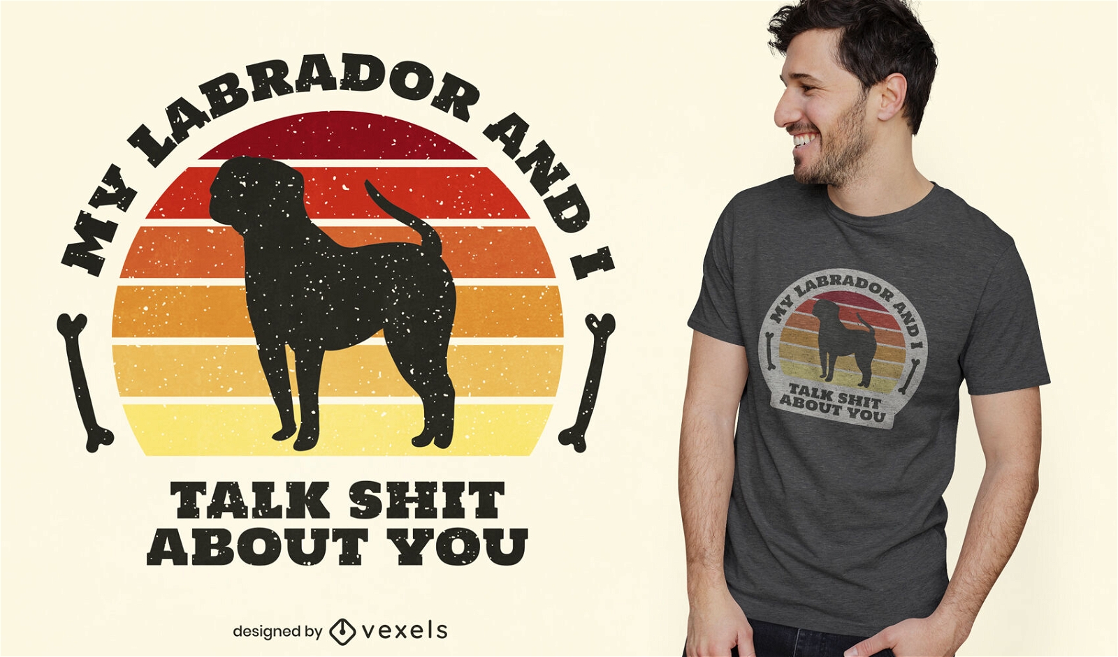 T-Shirt mit Labrador-Hunde-Silhouette