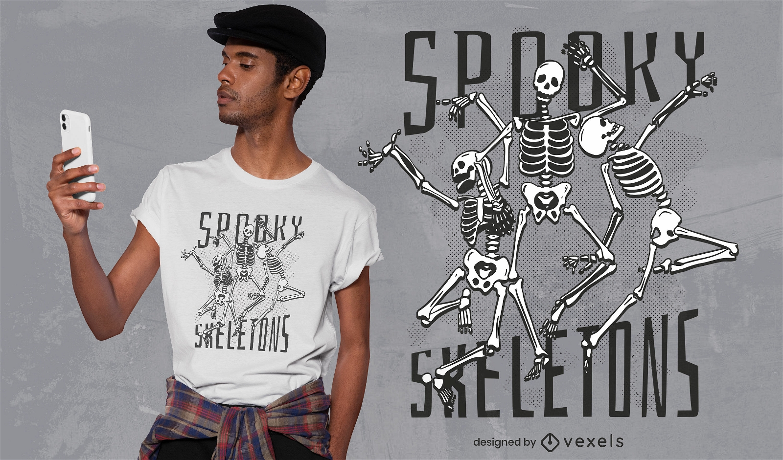 Esqueletos bailando dise?o de camiseta divertida.