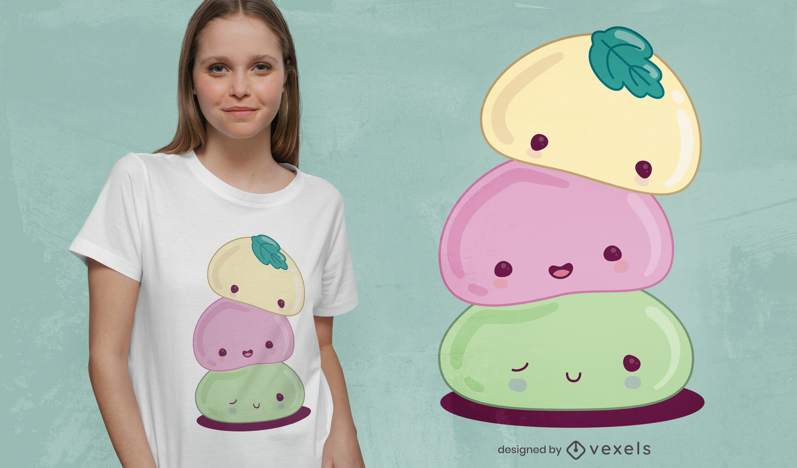 Diseño de camiseta kawaii de dulces japoneses