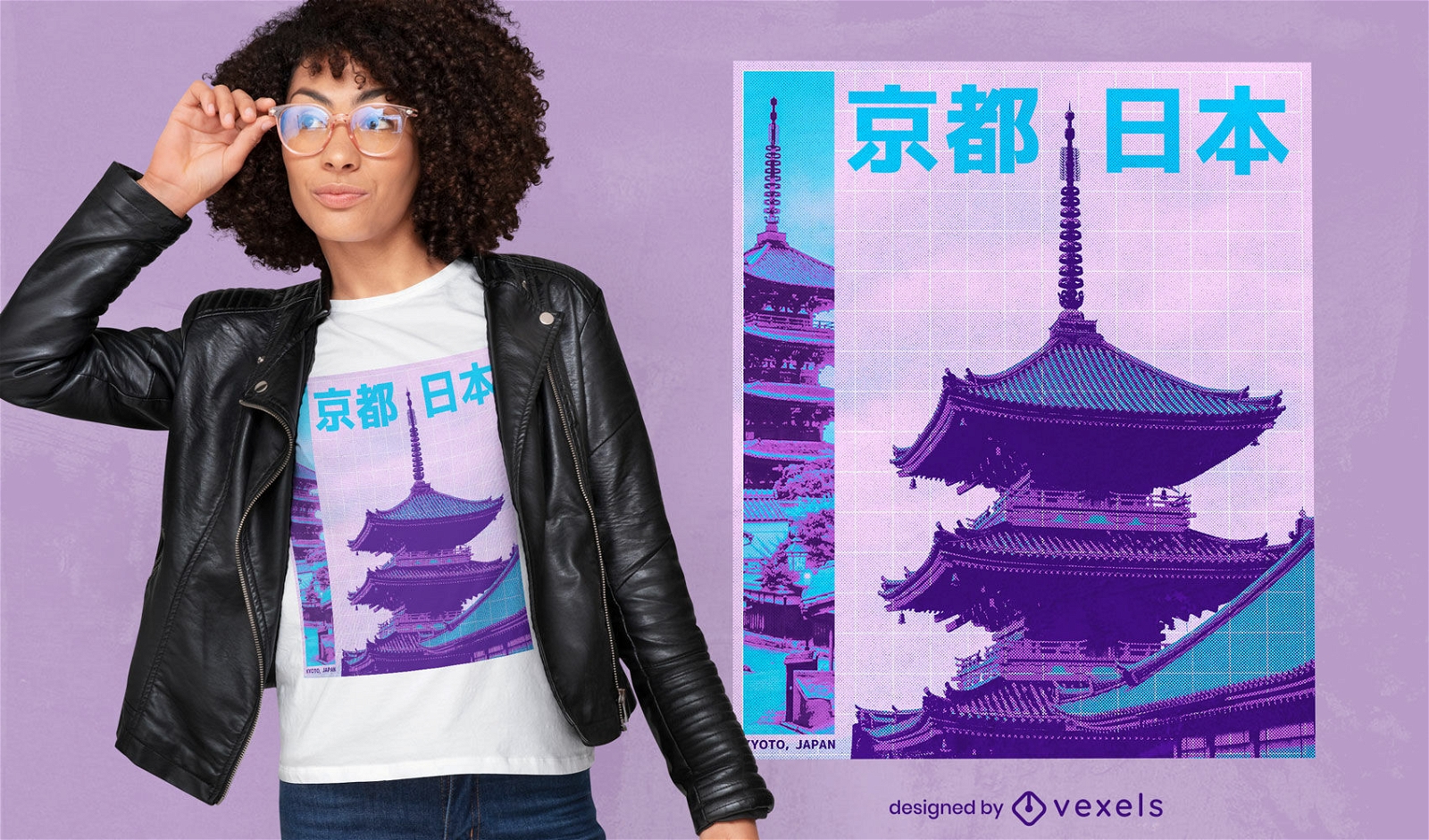 Traditional Japanese building t-shirt psd