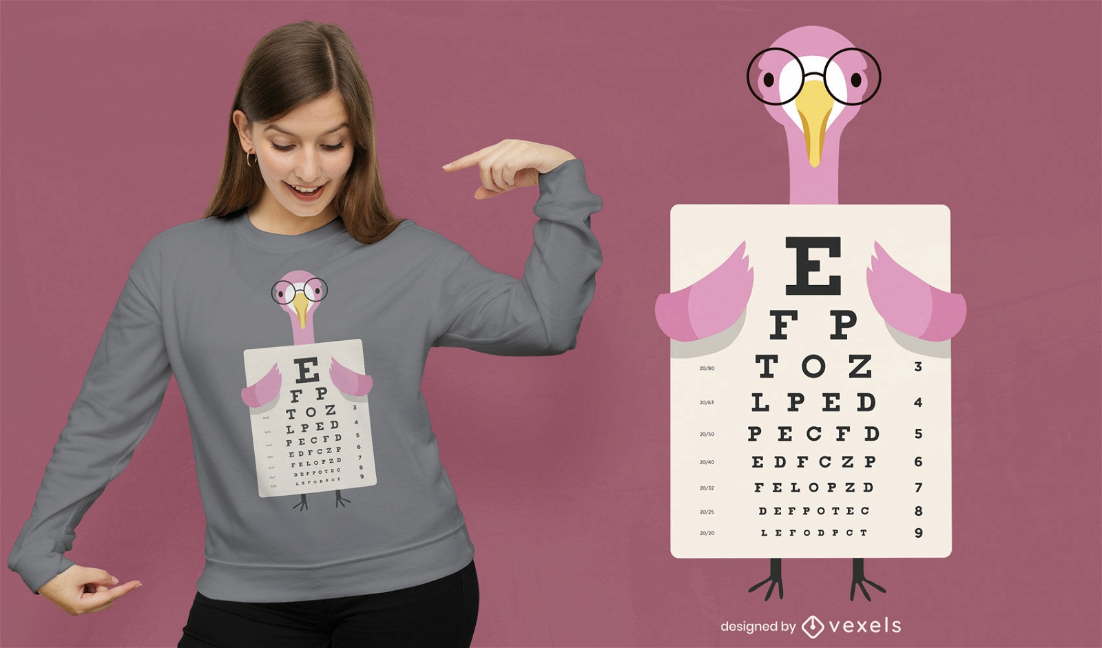 Flamingo-Augendiagramm-T-Shirt-Design