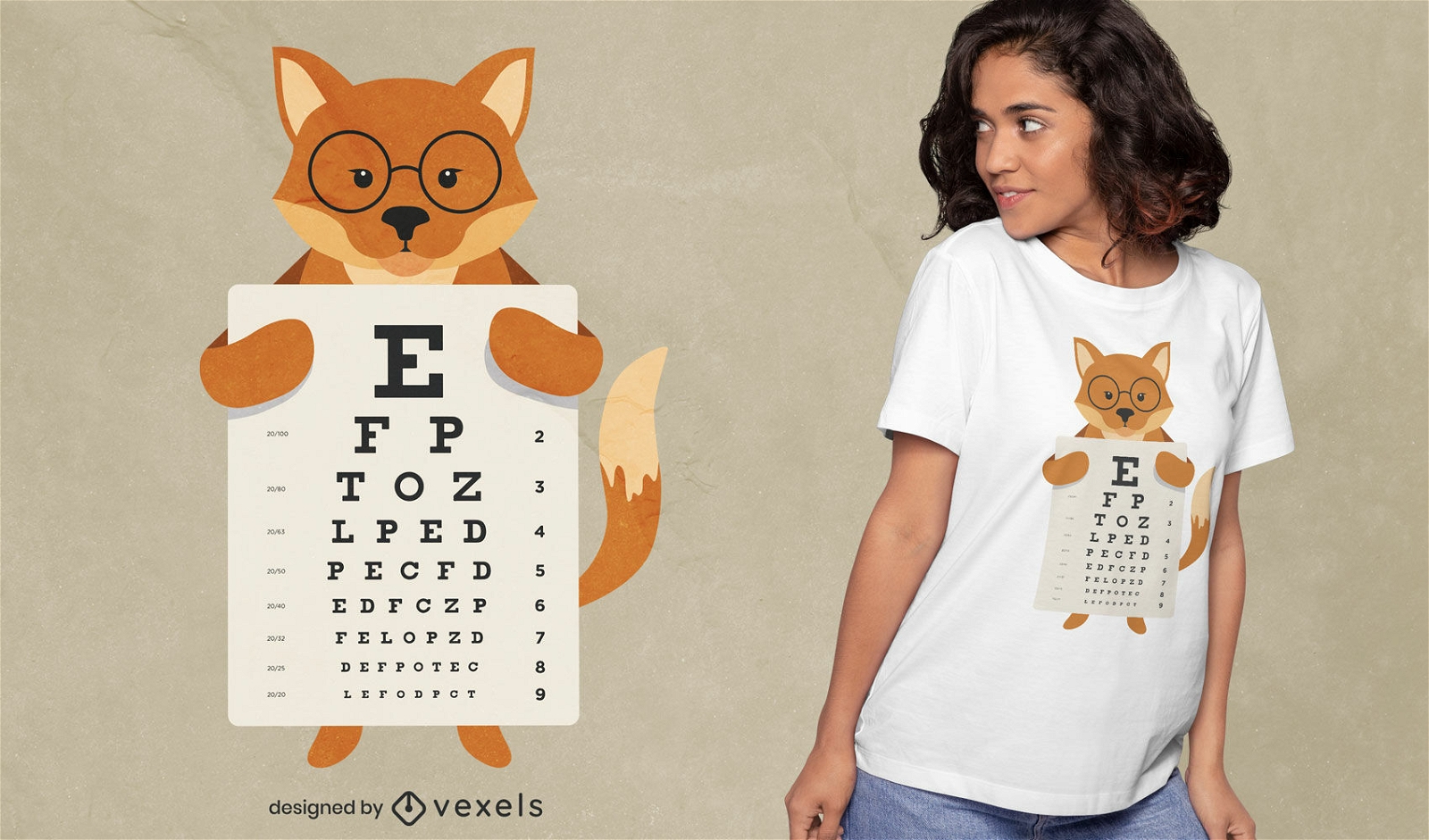 Animal fox eye chart t-shirt design