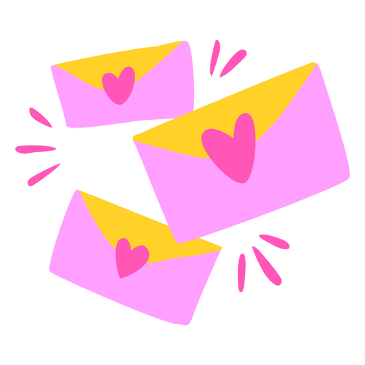 Flache Umschläge zum Valentinstag PNG-Design