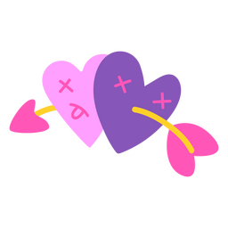 Corazones muertos con flecha Diseño PNG