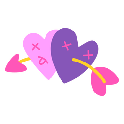Dead Hearts with Arrow PNG Design