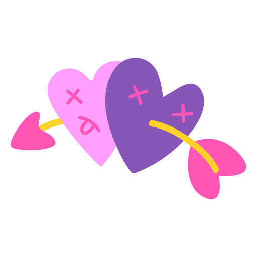 Corazones muertos con flecha Diseño PNG