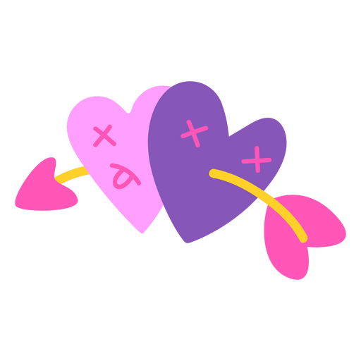 Dead Hearts with Arrow PNG Design