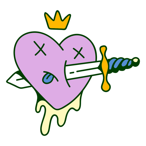 Dead Heart with Knife PNG Design