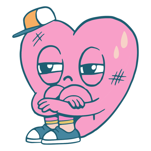 Annoyed Cartoon Heart PNG Design