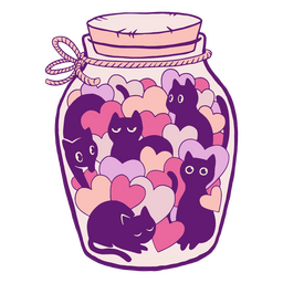 Valentinsgrußillustrations-Katzenglas PNG-Design