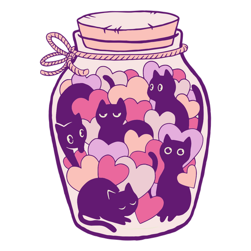 Tarro de gatos de ilustración de San Valentín Diseño PNG