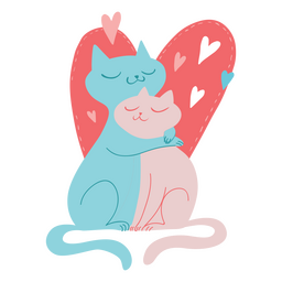 Valentines flat cats love PNG Design Transparent PNG