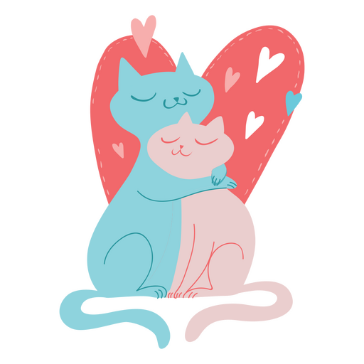 Los gatos planos de San Valentín aman Diseño PNG