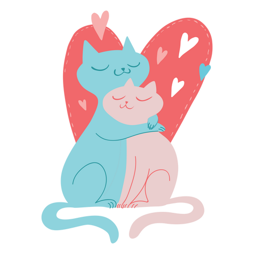 Valentines flache Katzen lieben PNG-Design