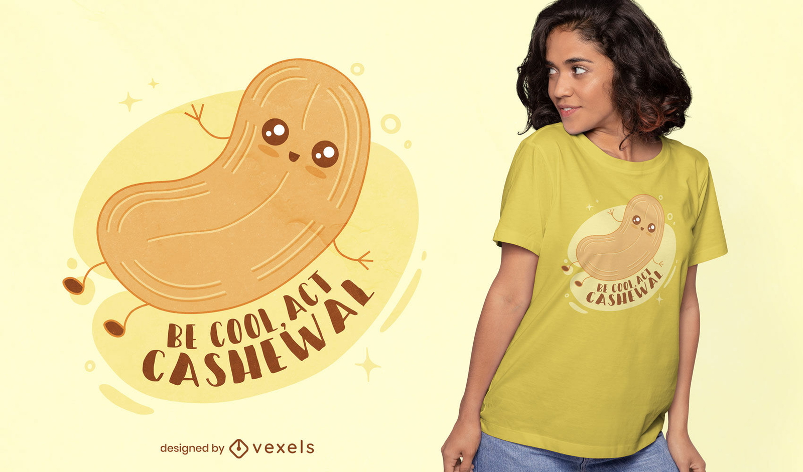 Design fofo de t-shirt com citação de castanha de caju