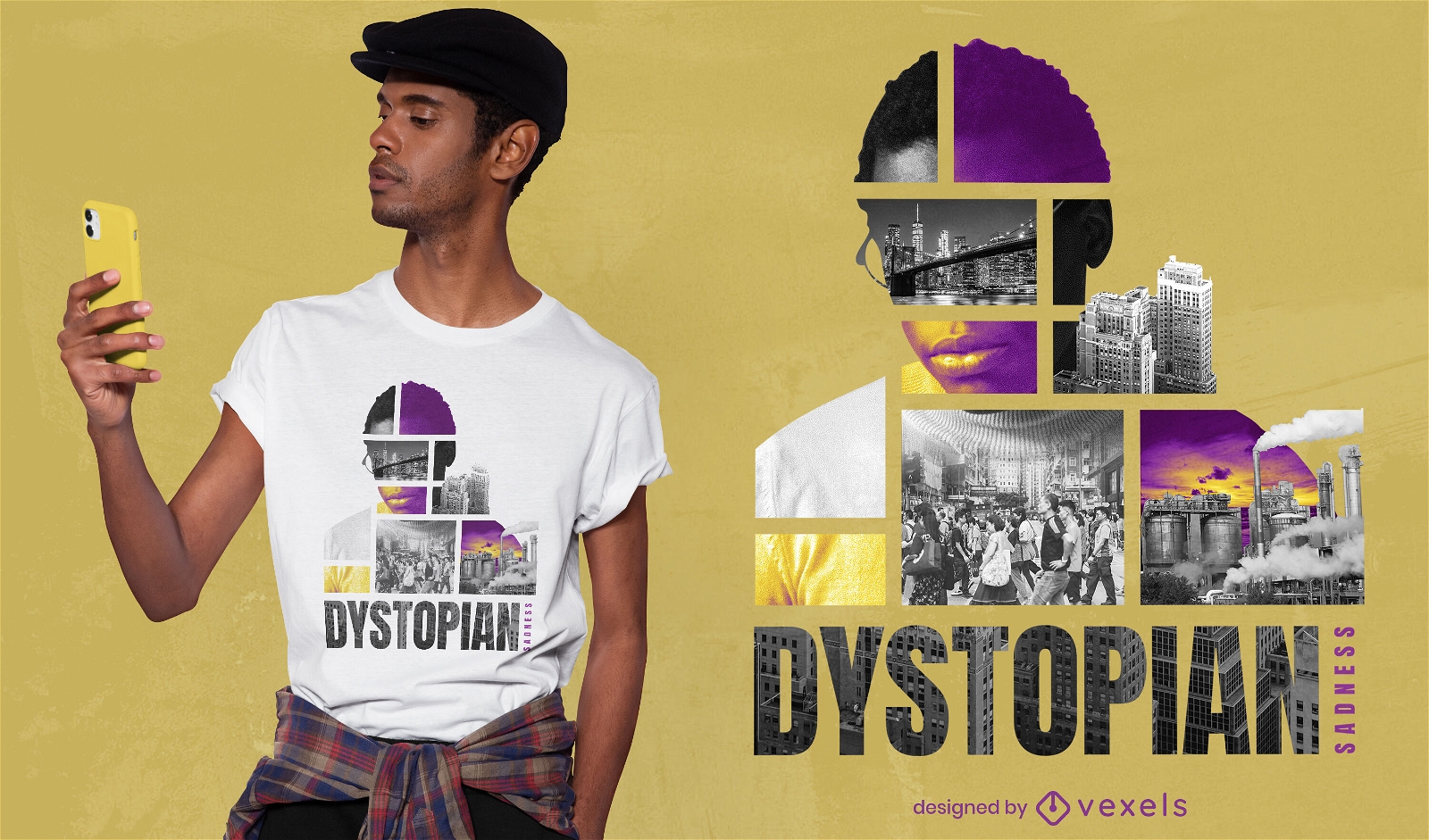 Urban City Dystopische Collage T-Shirt PSD
