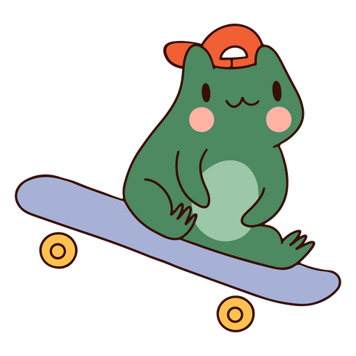 Cute skate frog character PNG Design