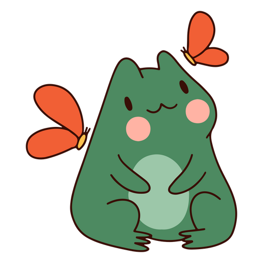 Carácter lindo de la rana de las mariposas Diseño PNG