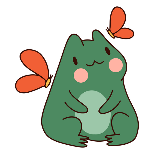 Cute butterflies frog character PNG Design