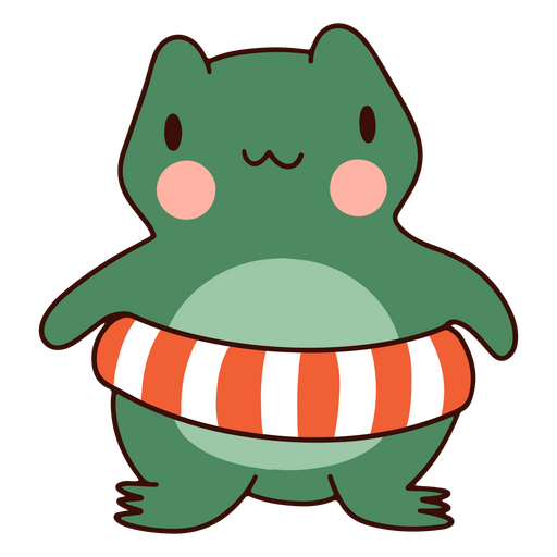 Cute pool frog character PNG Design