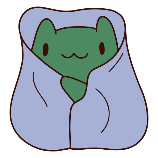 Cute blanket frog character PNG Design