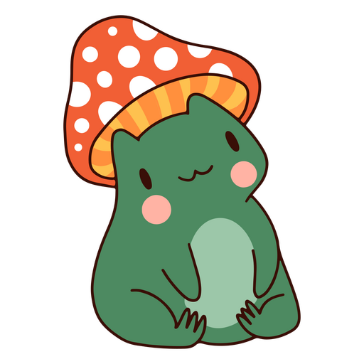 Cute mushroom frog character PNG Design