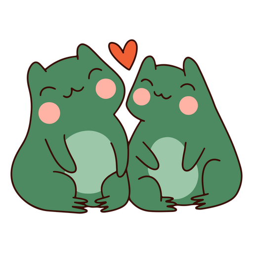 Cute love frogs character PNG Design