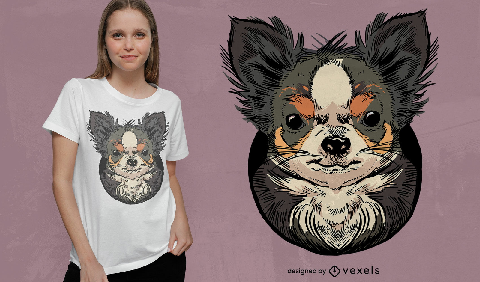 Diseño de camiseta animal perro chihuahua.