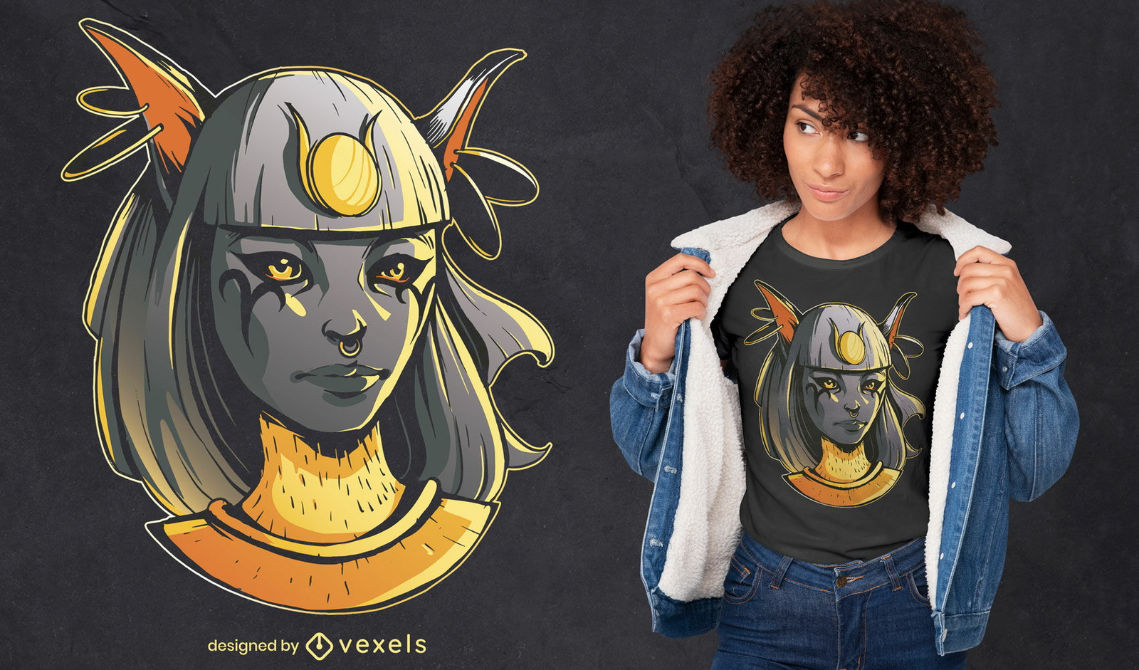 Ägyptische Göttin Bastet T-Shirt Design