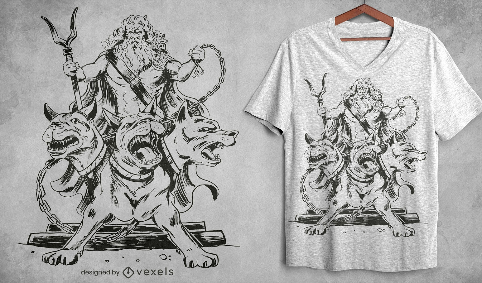 Camiseta de la mitología griega de la criatura del perro deisgn