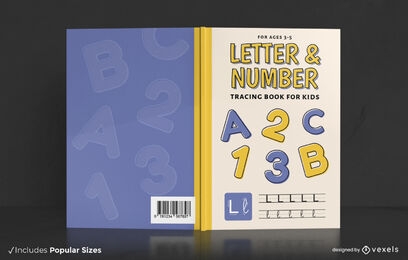 Diseño de portada de libro de rastreo de letras y números