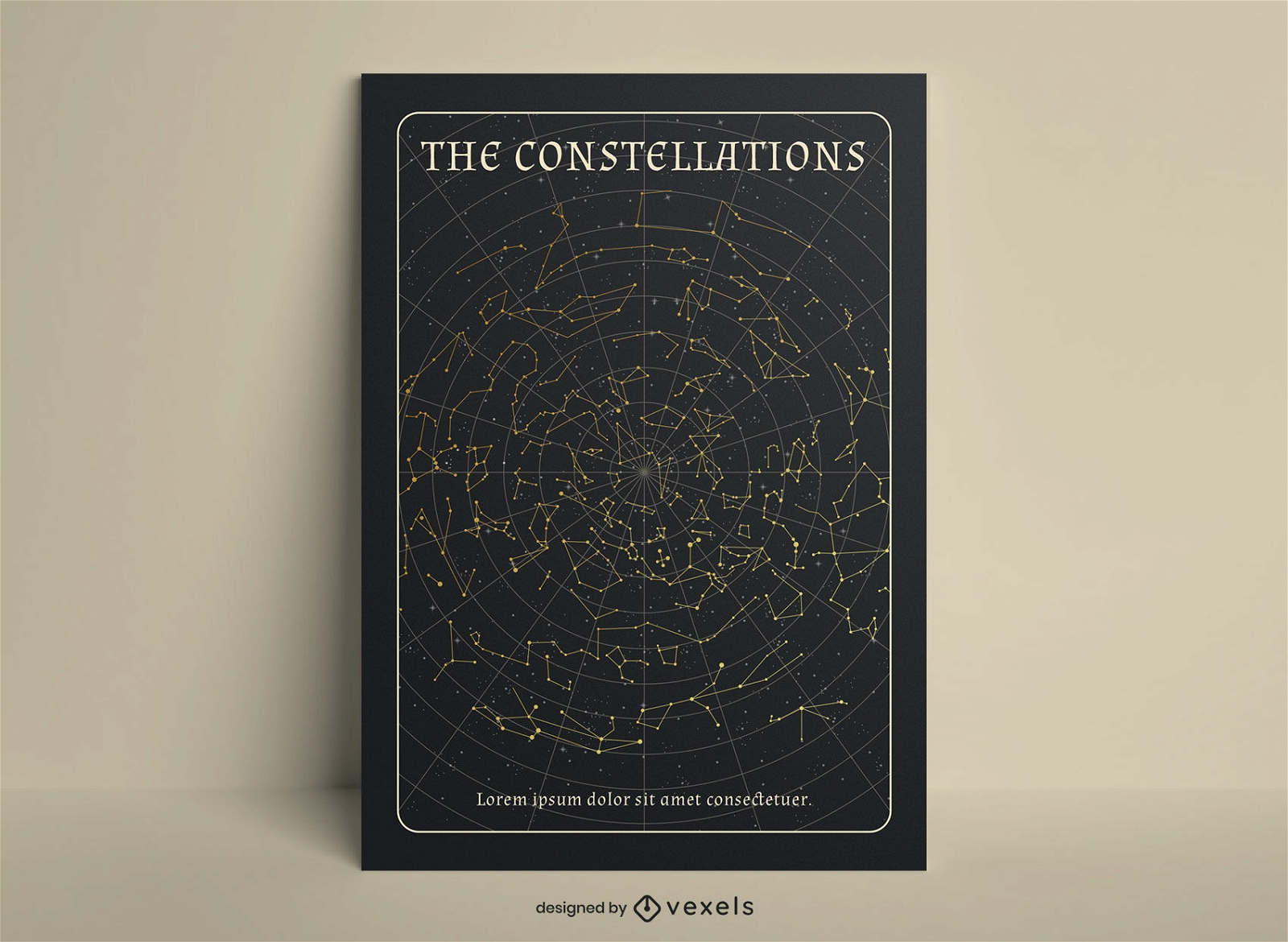Diseño de cartel de arte de línea de constelaciones.