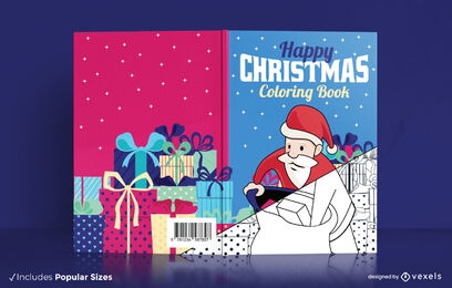 Diseño de portada de libro para colorear de feliz Navidad