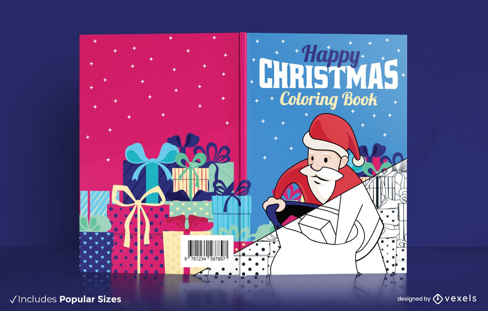 Dise?o de portada de libro para colorear de feliz Navidad