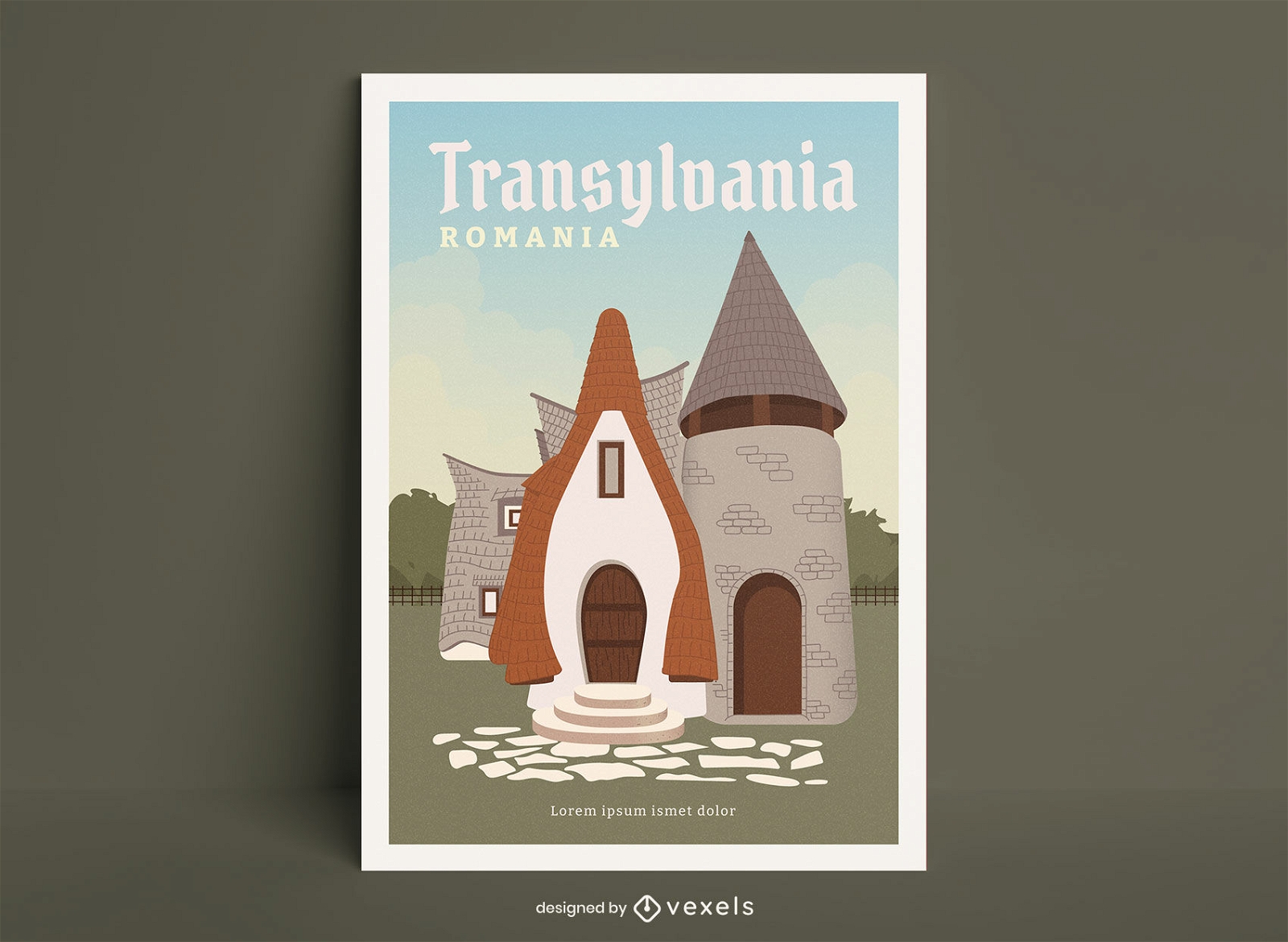 Plantilla de póster del castillo de la ciudad de Transilvania