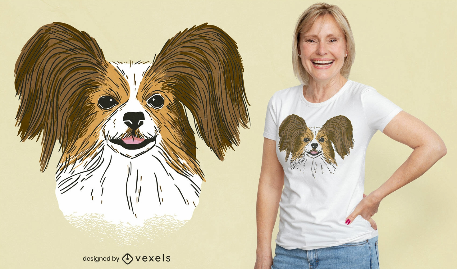 Design de camiseta de cachorro Papillon